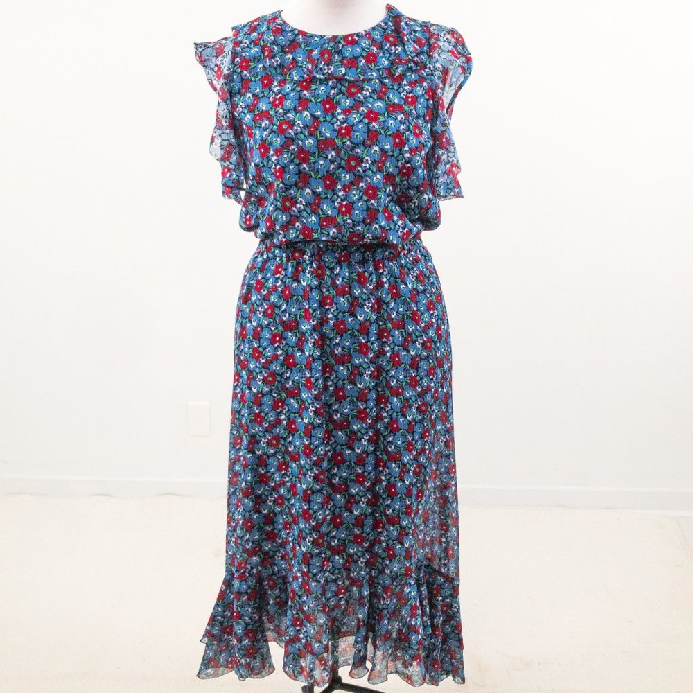 Robert Rodriguez 10 Cotton Silk Floral Print Midi Dress - Picture 3 of 11